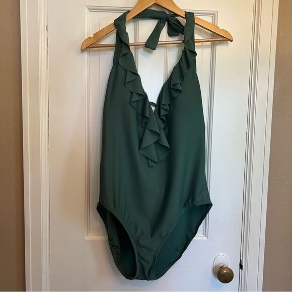 Bleu Rod Beattie Olive Ruffle One Piece Swimsuit - Picture 6 of 8